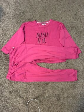 Rae Dunn Bright Pink "MAMA BEAR." Women's Pajama Set